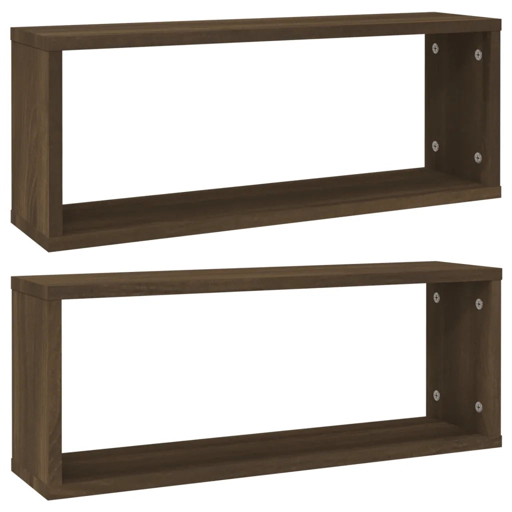 Mensole Cubo Muro 2pz Rovere Marrone 60x15x23 cm in Multistrato 815930