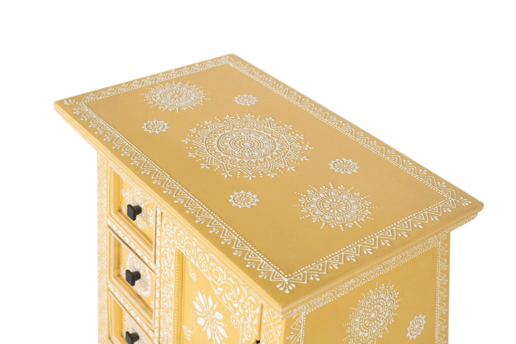 Credenza in legno di mango con anta decorata a mano