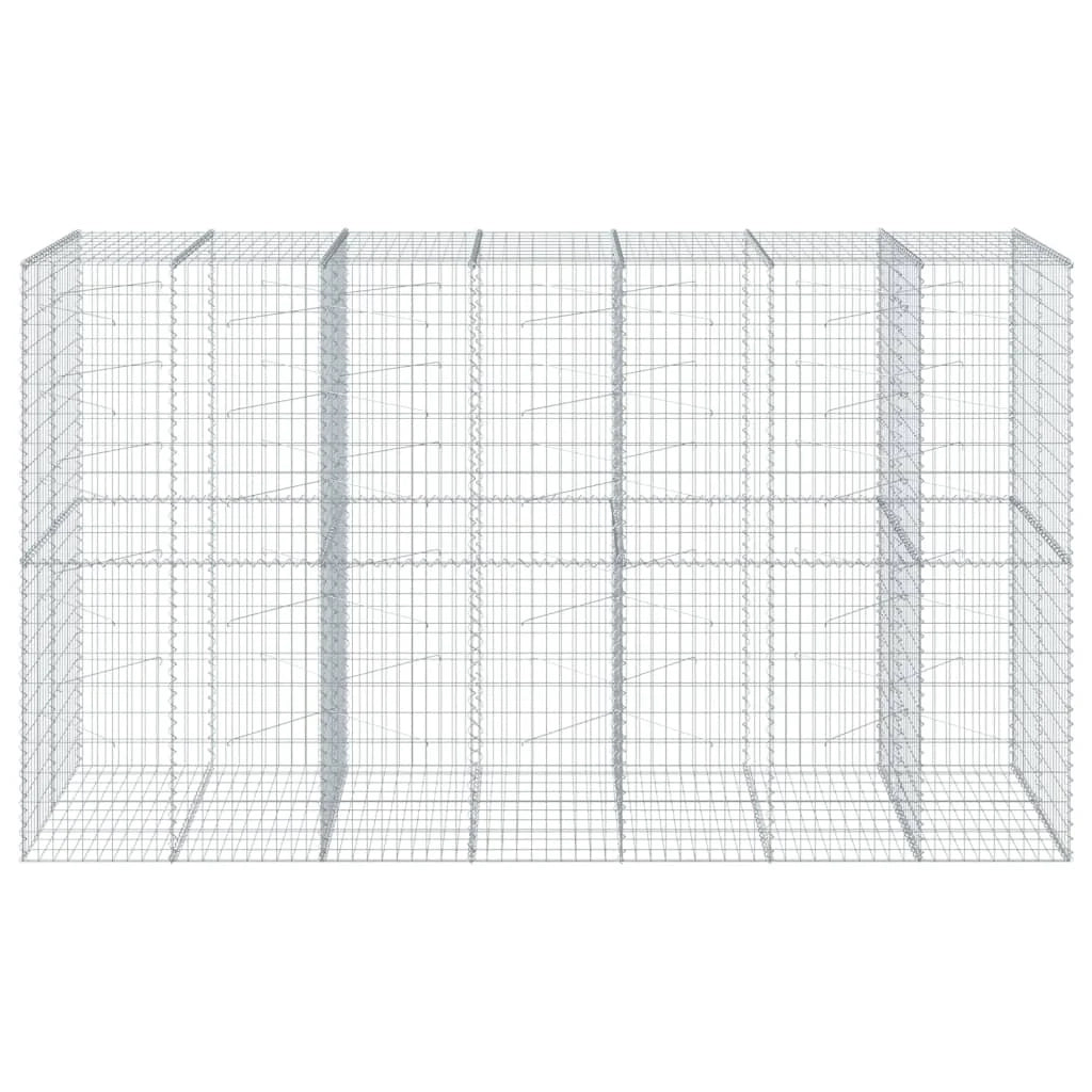 Gabbione recinto a gabbia muro di contenimento con coperchio 350 x 100 x 200 cm ferro zincato argento 02_0040158
