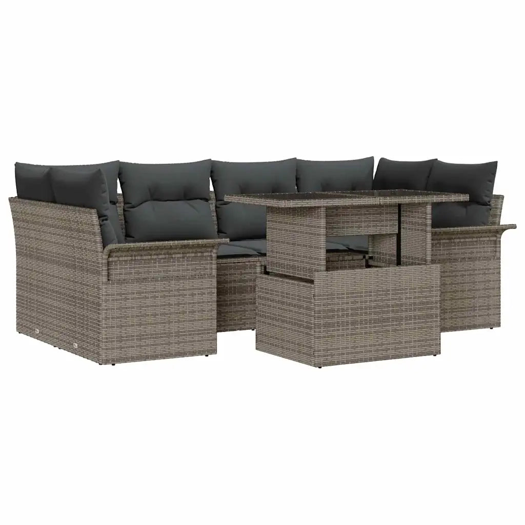 Set Divano da Giardino 7 pcs Grigio Rattan in Polipropilene 3356952