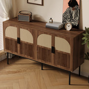 OKWISH Madia con 4 Ante e Cerniere Ammortizzate, per Soggiorno o Ingresso, MDF, Naturale, 140 × 40 × 80 cm