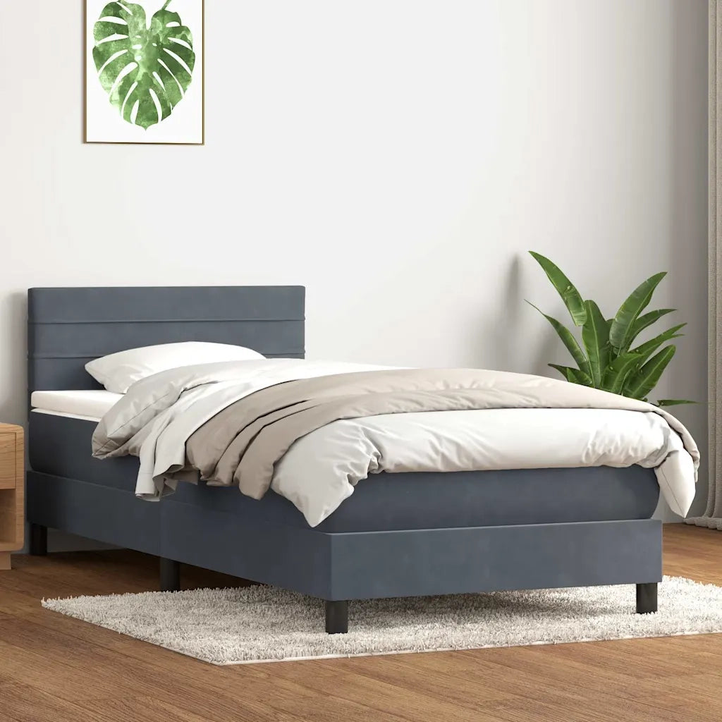 Letto a Molle con Materasso e LED Grigio Scuro 80x210 cm Velluto 3316954