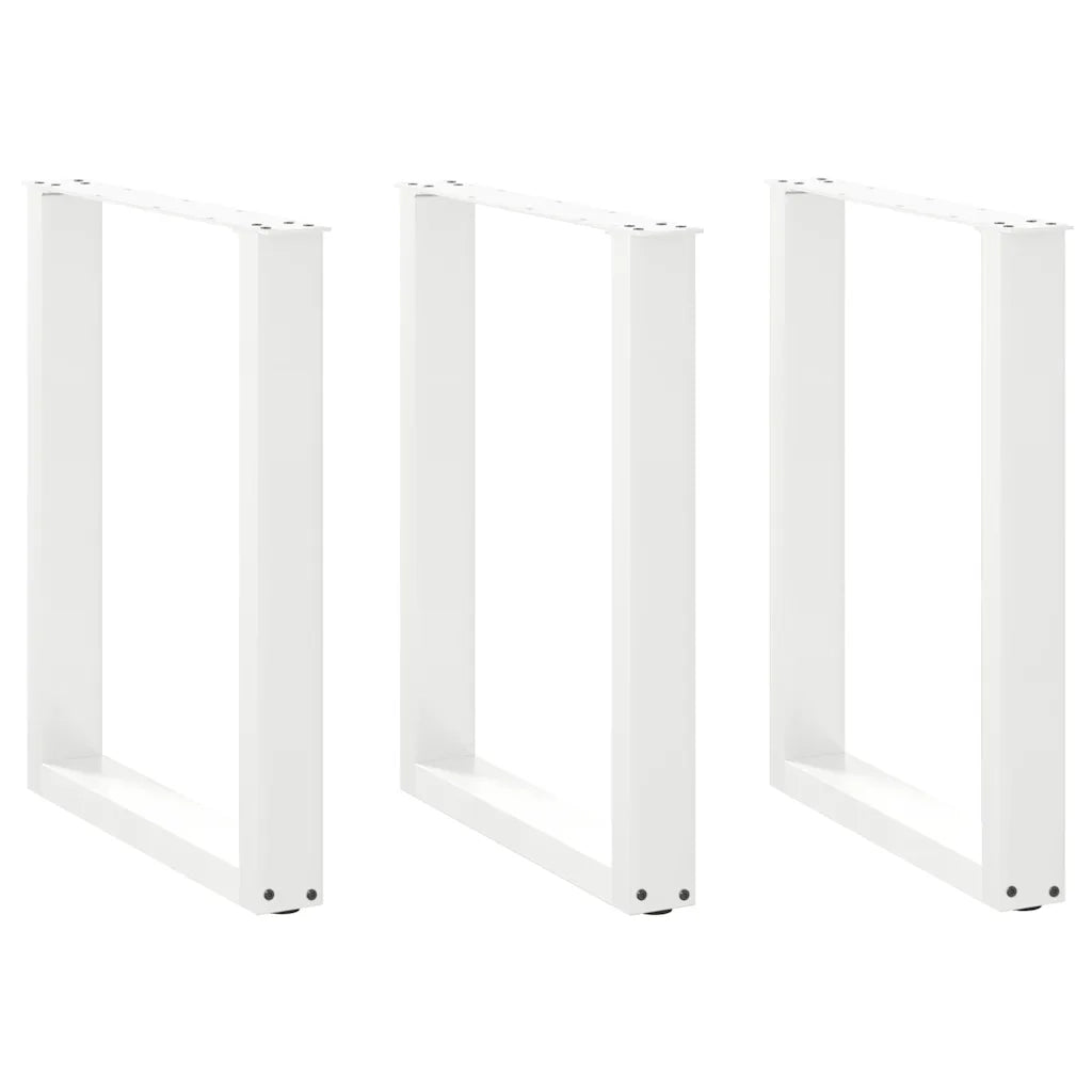 Gambe per tavolo da pranzo a forma di U 3 pz bianche 70x(72-73) cm in acciaio