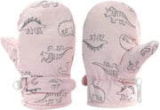 Manopole sciistiche per bambini, disegno dinosauro, calde, traspiranti, morbide e comode, per attività all'aperto, Rosa, L (4 - 10 anni)