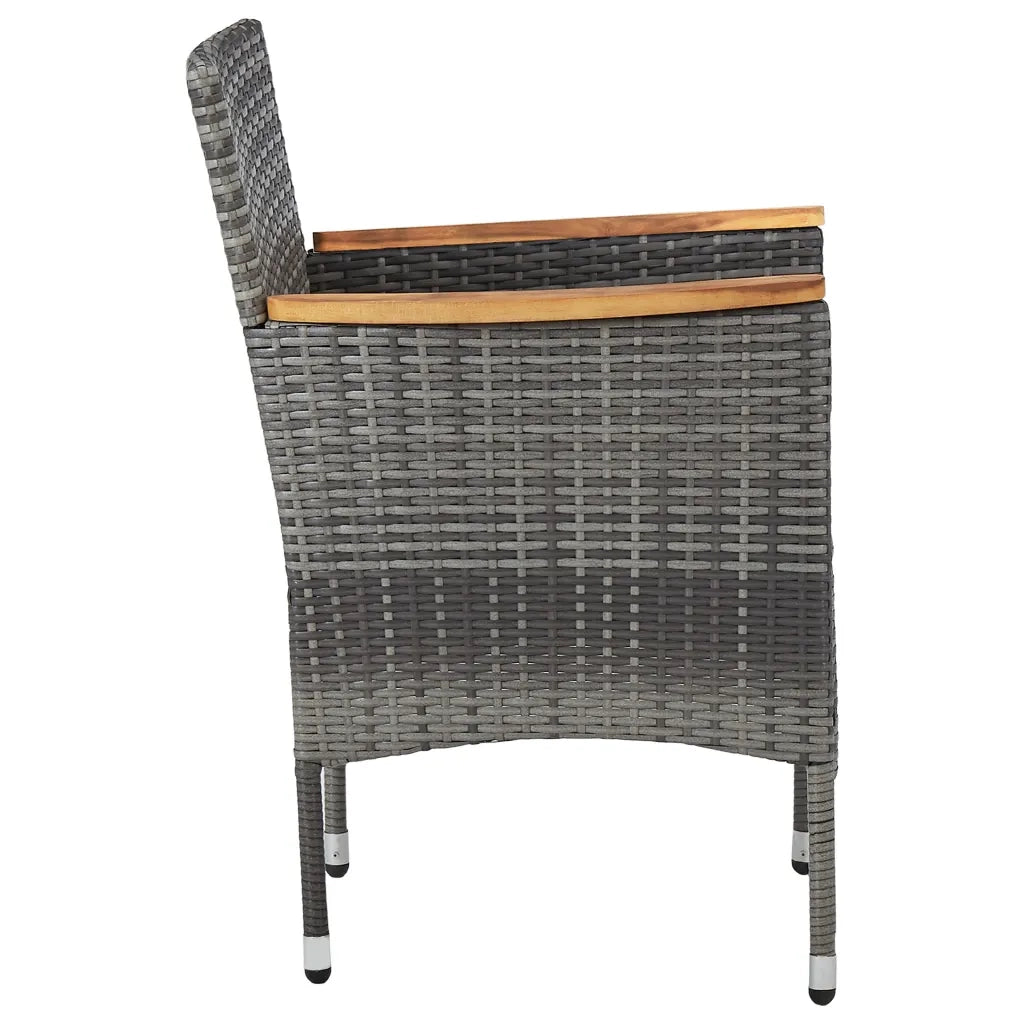 Set Mobili da Pranzo da Giardino 3 pz | Set Salotto da Giardino Grigio Polyrattan Acacia