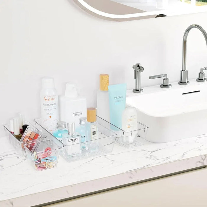 Set 25 Contenitori Organizer per Cassetti in Plastica Trasparente Divisorio Salvaspazio