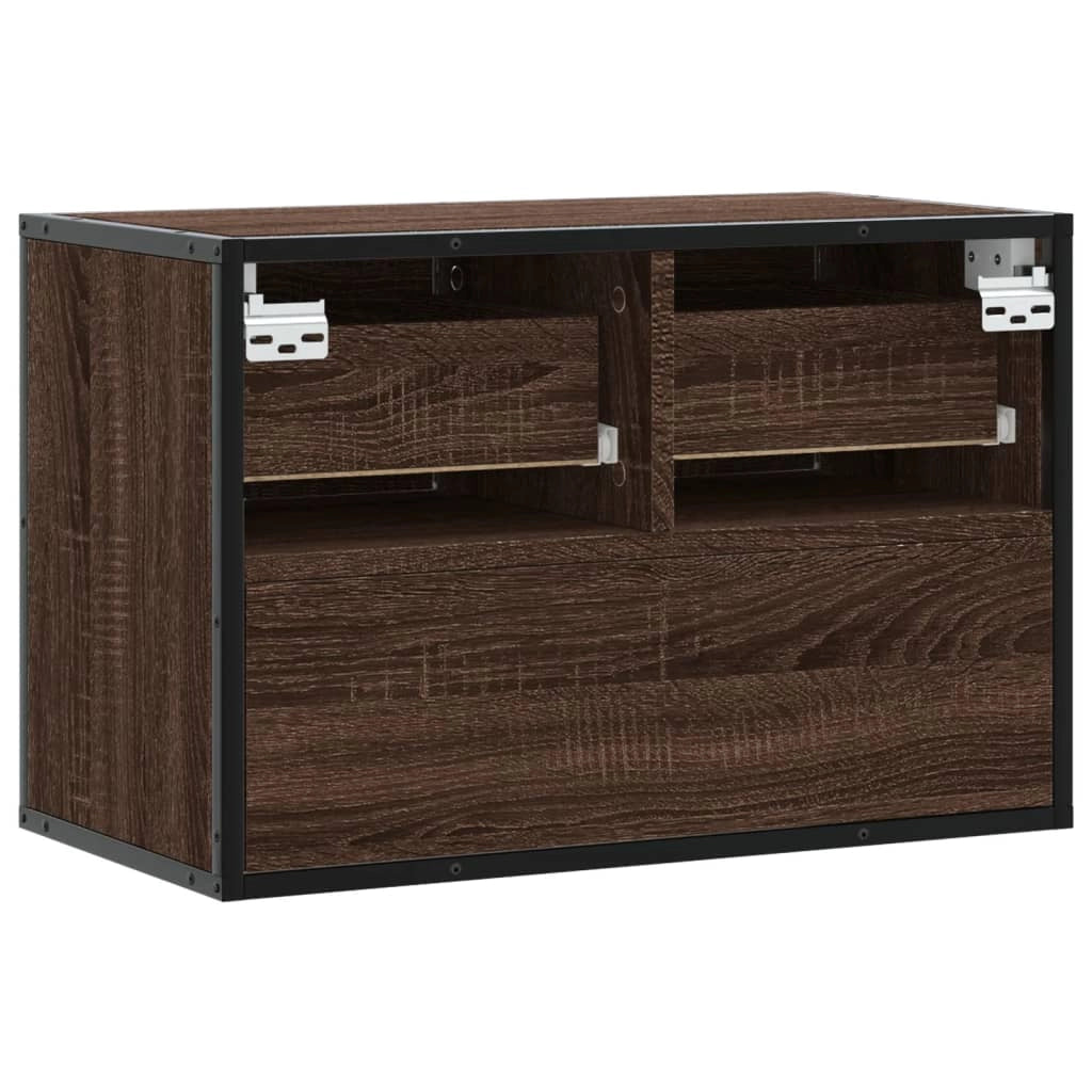 Mobile TV multimediale mensola TV credenza mobile TV per sala da pranzo soggiorno camera da letto rovere marrone 60 x 31 x 39,5 cm legno ingegnerizzato e metallo marrone 02_0027253