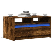 vidaXL Tavolino da Salotto con Luci LED Rovere Fumo in Truciolato