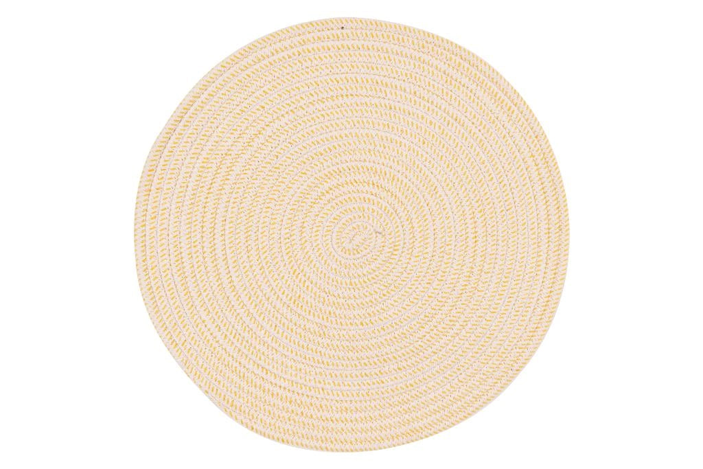 Tovaglietta Colazione in Cotone e Poliestere Intrecciata Giallo Bianco 38 cm