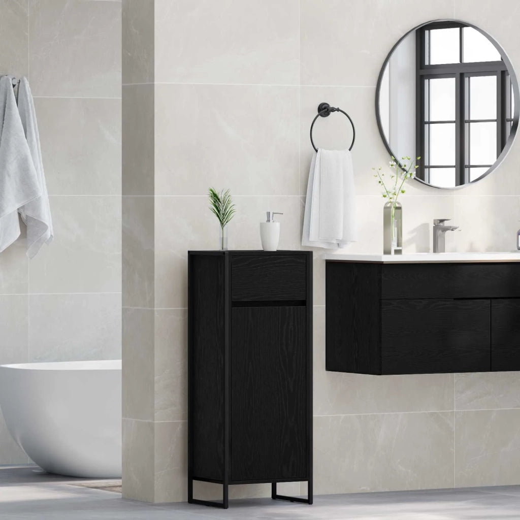 Mobile da Bagno Rovere Nero 40 x 30 x 100 cm Legno multistrato 886498
