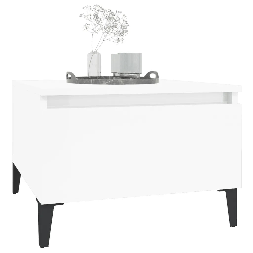 Tavolini 2pz Bianco Lucido 50x46x35 cm in Legno Multistrato 819521