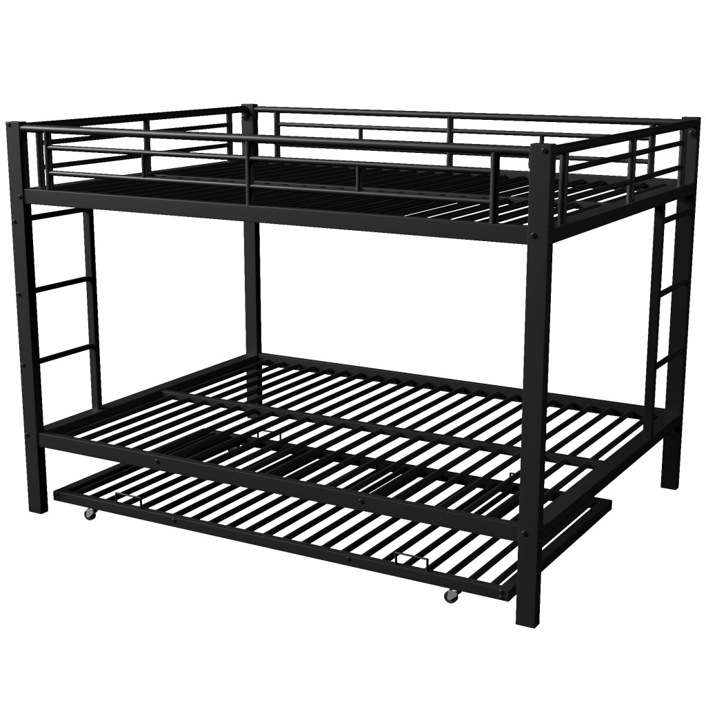 Letto a castello 140x200 cm con letto estraibile in metallo nero