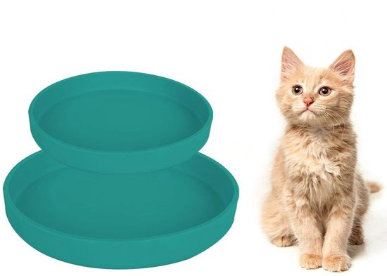 Catnip per gatti - Borsa per cibo per gatti - Scatola per cibo in silicone - Antiscivolo e sicuro - Verde scuro - Adatto per cibo secco e umido - Set a due pezzi