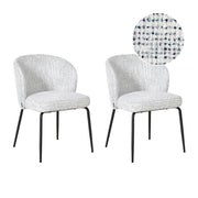Set di 2 sedie da pranzo con rivestimento in tessuto seduta imbottita e gambe in ferro bianco e blu
