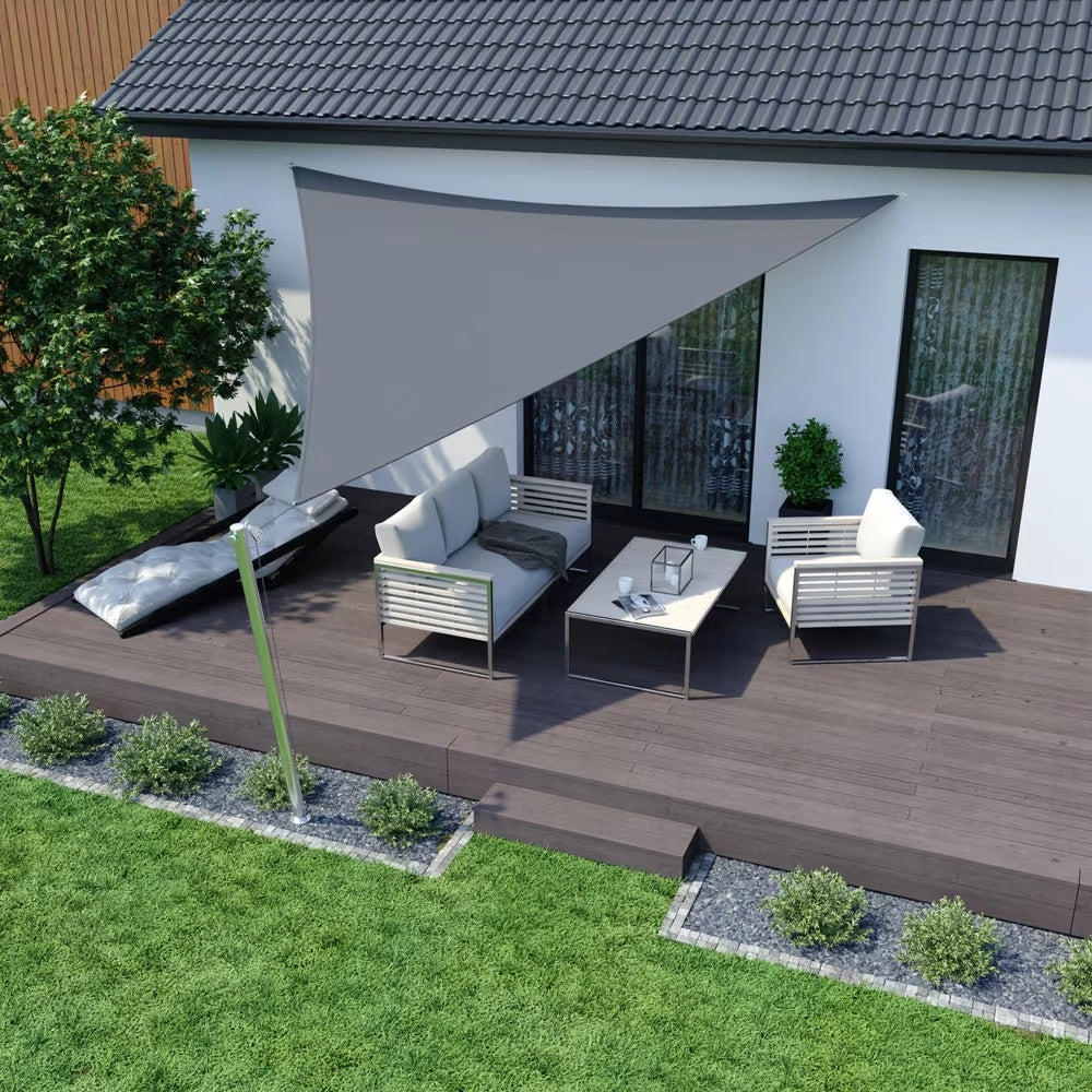 Trade Shop - Vela Tenda Triangolare Parasole Protezione Sole Ombra Giardino 5x5x5 Mt Grigio 222570 -