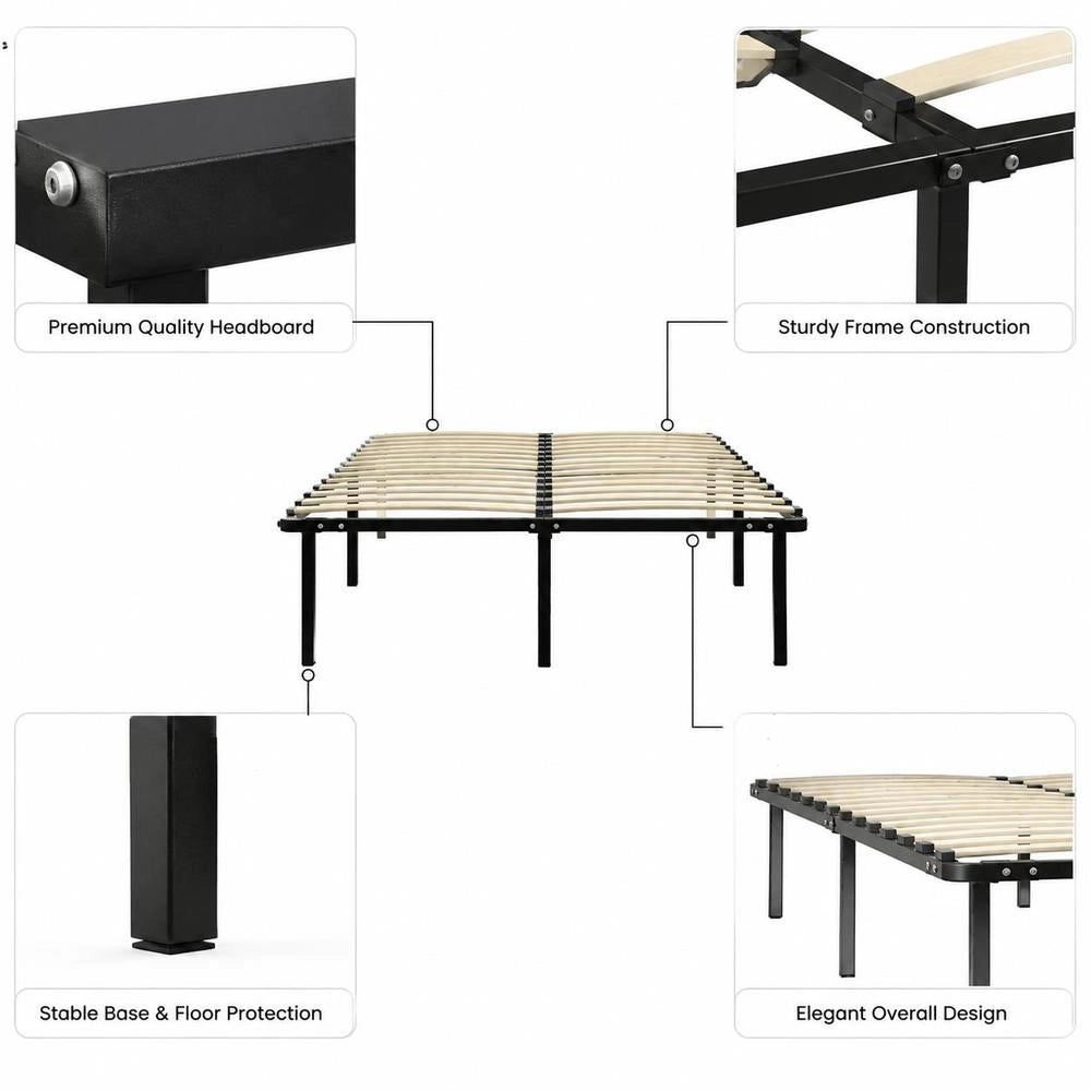 Black Metal Bed Frame 160x200 Cm