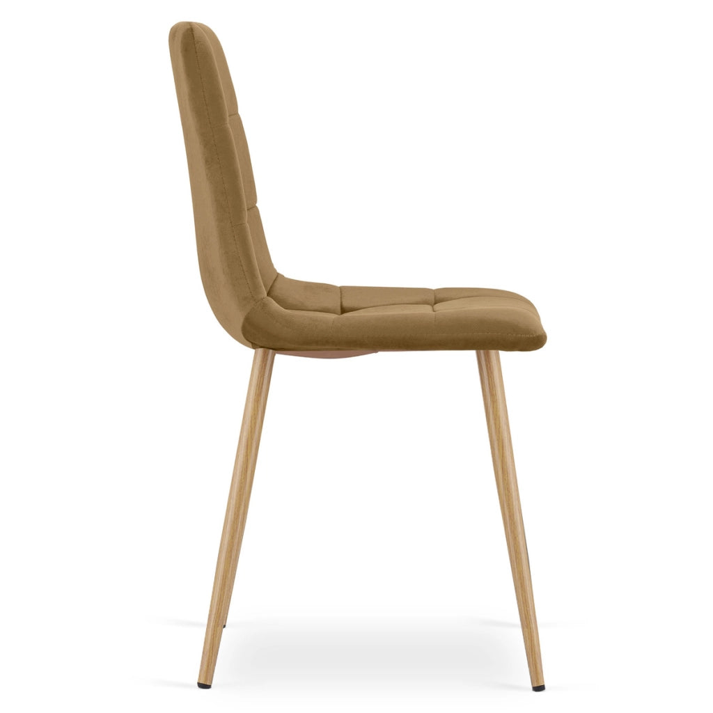 Set di 3 sedie Kara in velluto marrone e gambe effetto legno