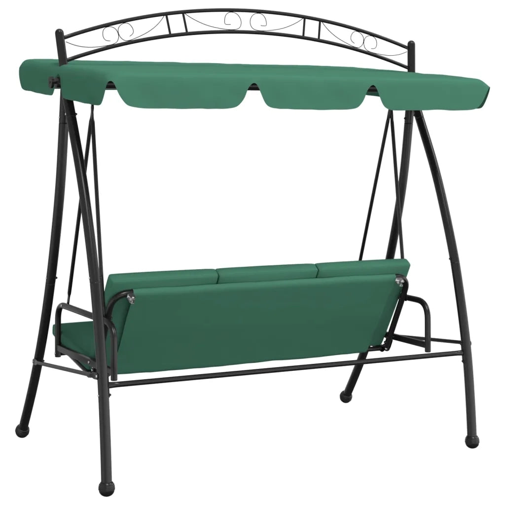 Panca a Dondolo con Baldacchino Verde 198 cm Tessuto e Acciaio 363331