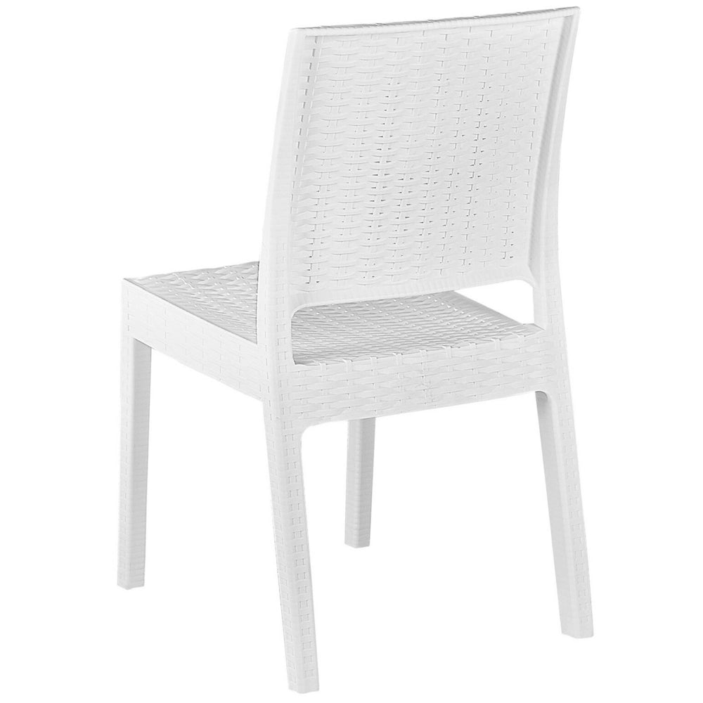 Set di 2 sedie da pranzo da giardino bianche in materiale sintetico impilabili per esterno minimalista