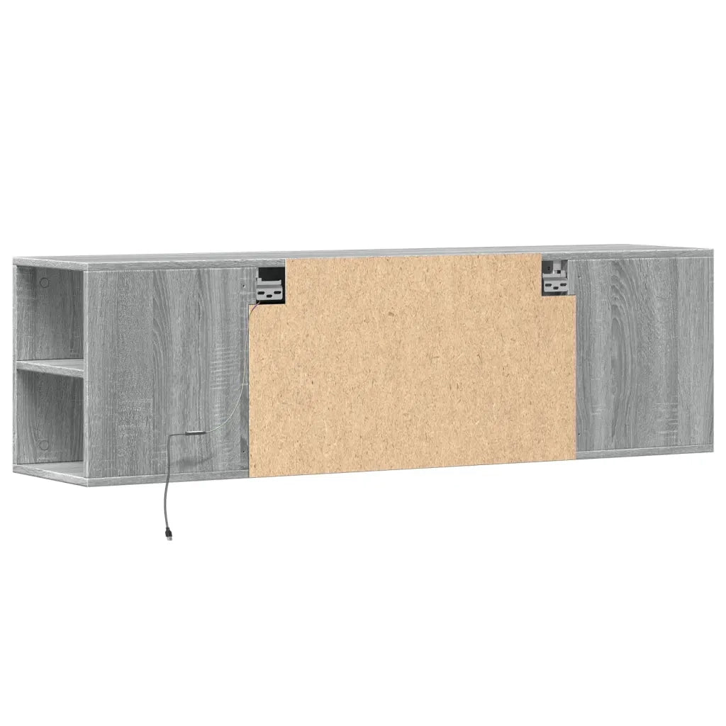 Mobile TV a Parete con Luci LED-Mobile TV a Muro Grigio Sonoma 135x31x39,5 cm
