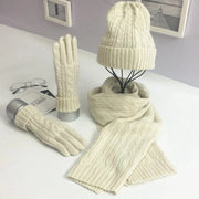 Set di accessori in lana mista | Orecchini caldi, cappello a maglia, sciarpa e guanti | Unisex