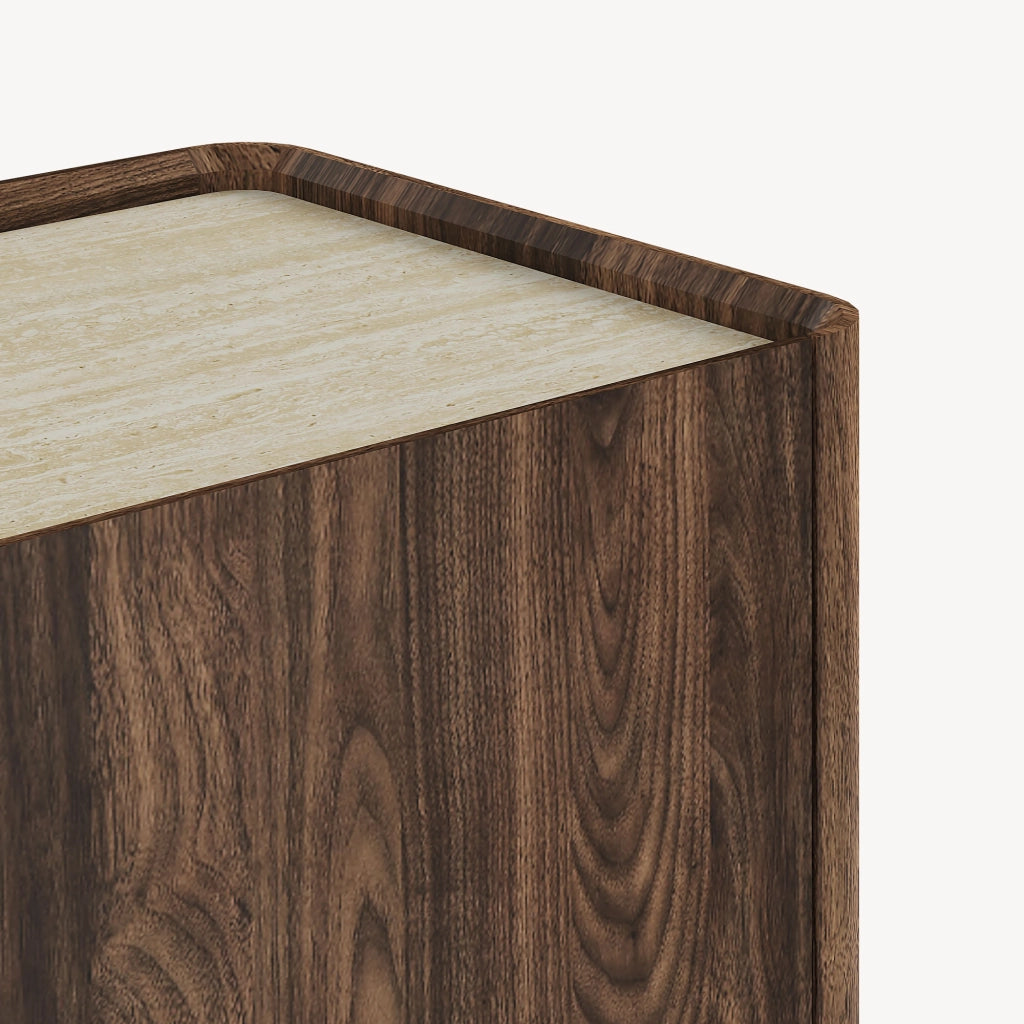 Credenza Trorlon a 2 Ante Mobile Contenitore 83x80x40 cm - Effetto Noce/Travertino [en.casa]