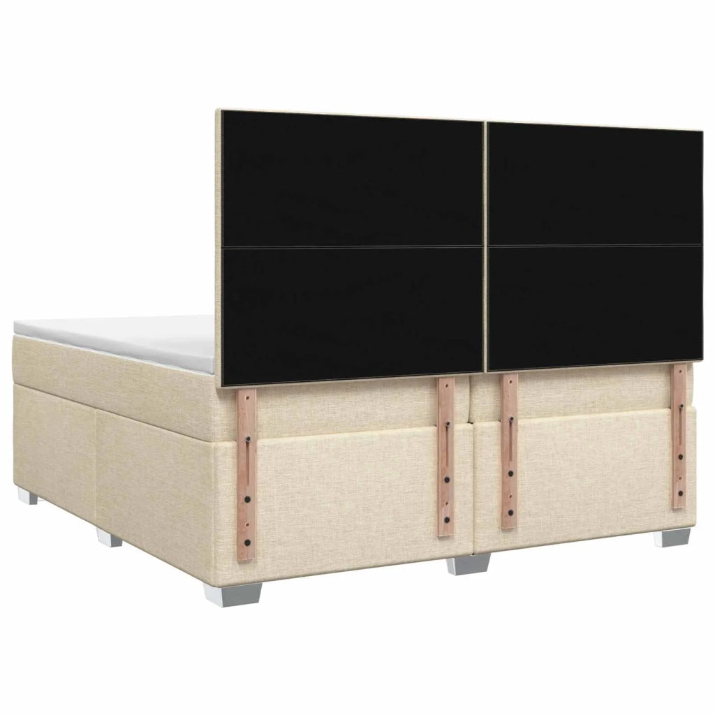 Letto box spring con materasso Crema 200 x 200 cm Tessuto 3453498