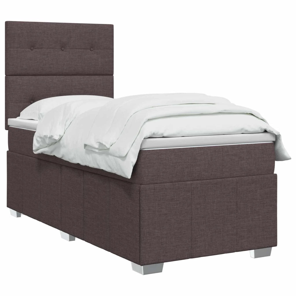 Letto Box Spring LED con Materasso Marrone Scuro 90 x 200 cm 3455517