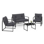 IDMarket - NAIROBI Set di mobili da giardino bassi a 4 posti in acciaio grigio antracite