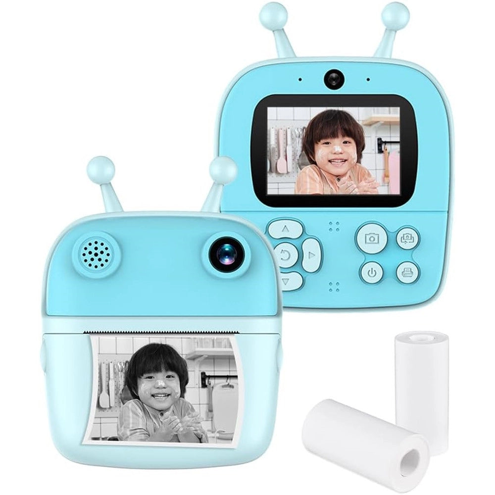 Trade Shop - Fotocamera A Stampa Istantanea Per Bambini Digitale 1080p Doppio Obiettivo Con Carta -