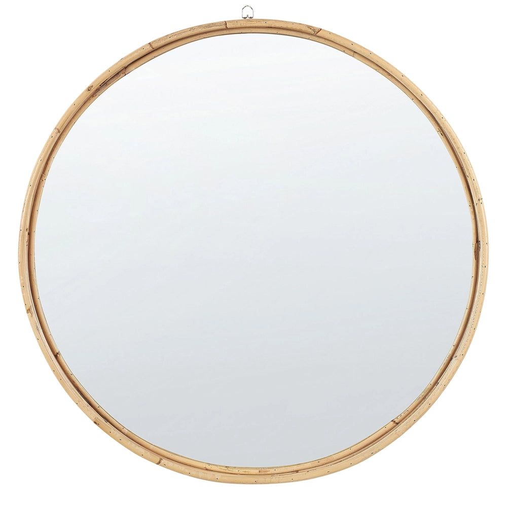 Specchio da parete decorativo con cornice rotonda in rattan ø 60 cm