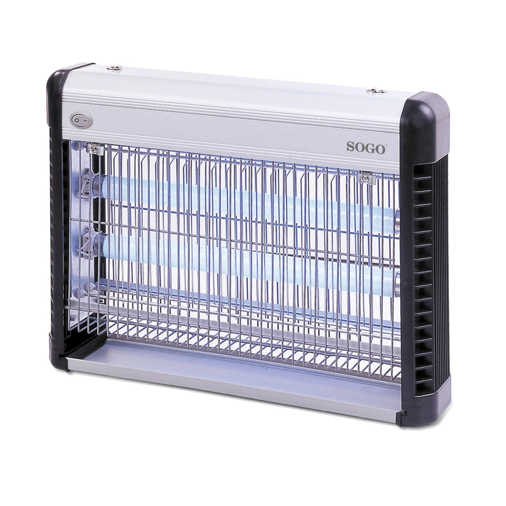 Lampada antizanzare elettrica UV-A LED 27W, copertura 50mq, griglia elettrificata doppio tubo 8W, vassoio raccolta estraibile - SOGO