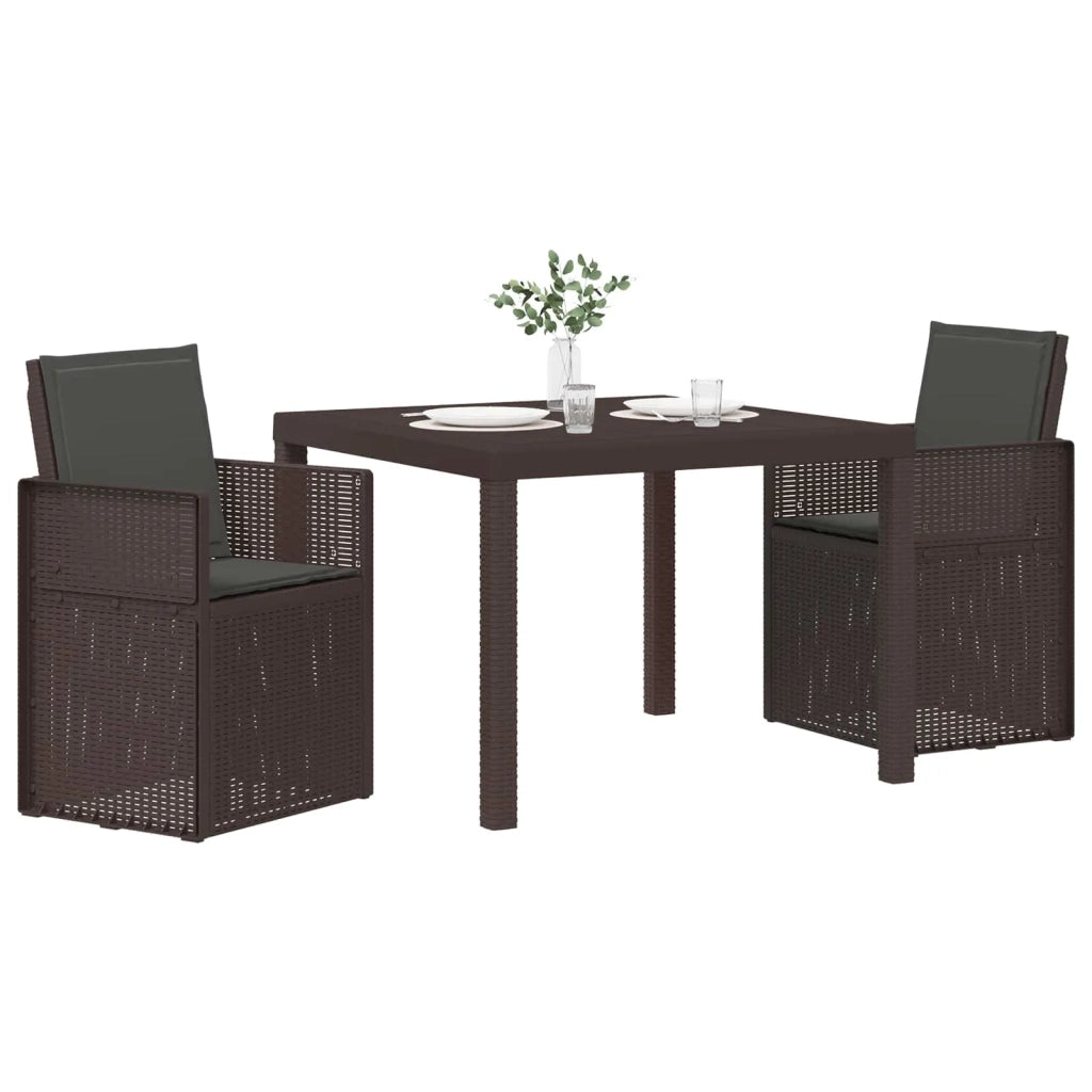 Set da Pranzo per Giardino 3 pcs Marrone e Antracite PP