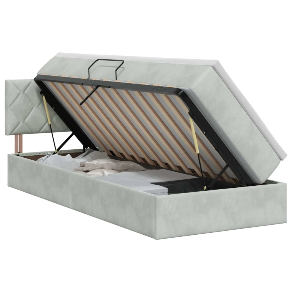 Letto con Contenitore Grigio Chiaro 100 x 200 cm Velluto 3458847