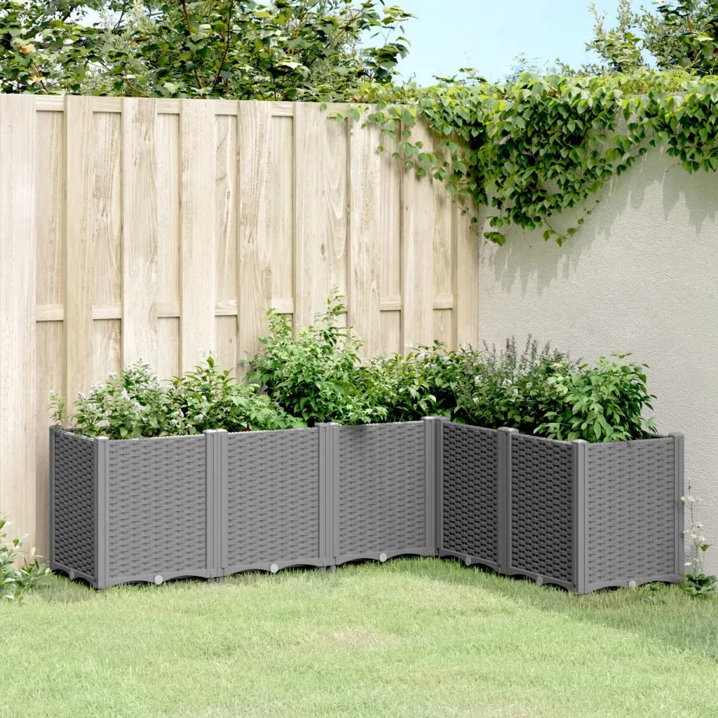 Fioriera | Cassetta per fiori | Vaso da Giardino Grigio Chiaro 160x120x53 cm in PP