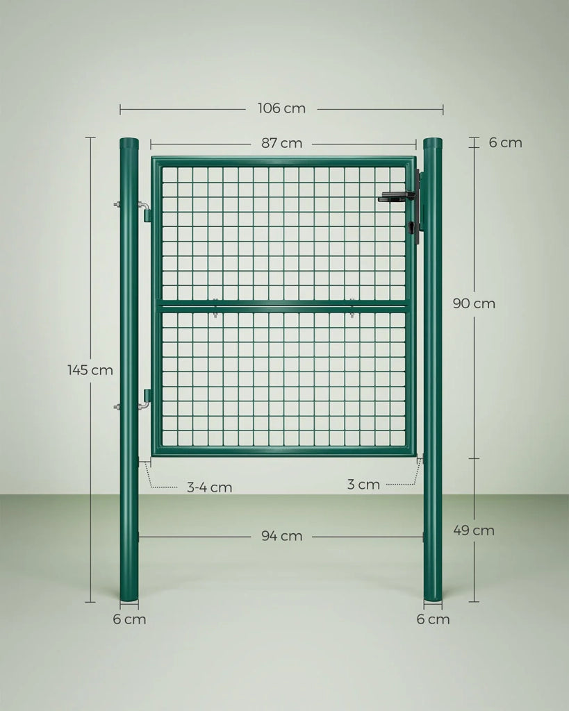 Cancello da giardino in rete di acciaio zincato con porta con serratura 87 x 90 cm Verde 12_0007148