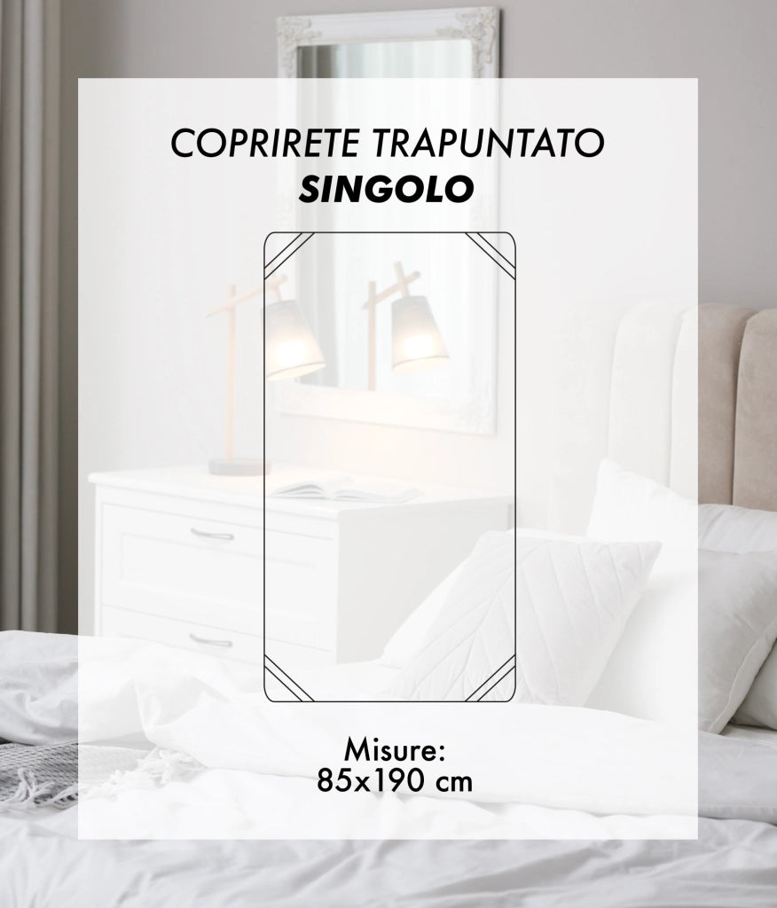 Coprirete Trapuntato Imbottito 190 Grammi Con Laccetti Negli Angoli Proteggi Materasso Polvere Doghe Letto No Umidità Muffa Traspirante Anallergico Antiacaro  Singolo