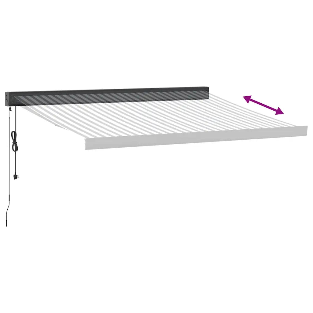 Tenda Retrattile Antracite e Bianca 3,5x2,5m Tessuto/Alluminio