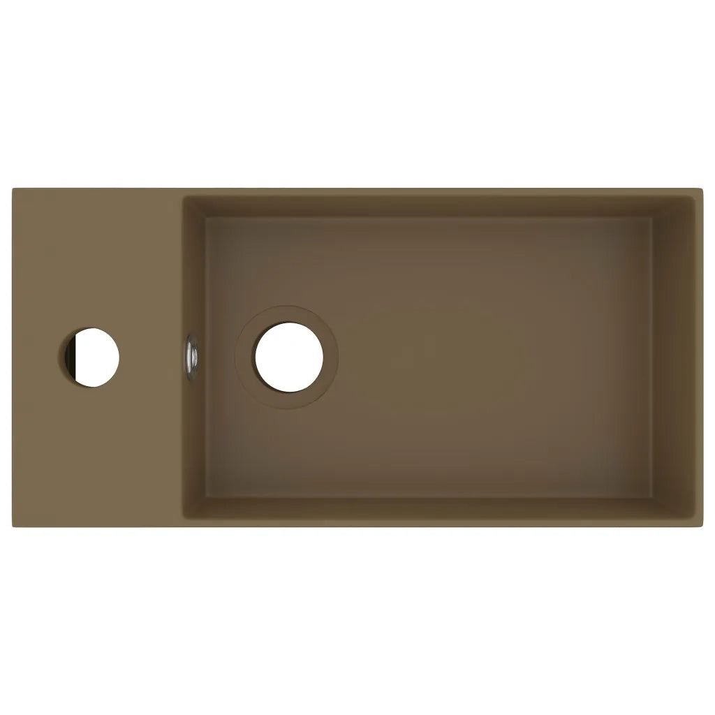 Lavandino con Troppopieno in Ceramica Crema Opaco cod mxl 40161