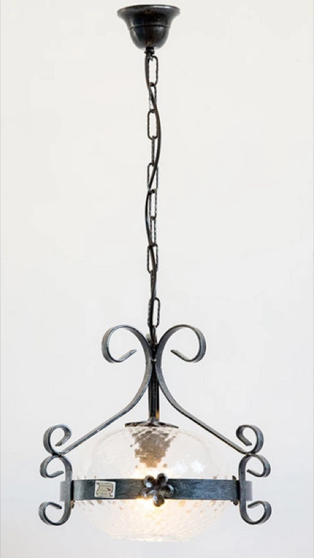LAMPADARIO AD 1 LUCE D.23 ROSSELLA IN FERRO BATTUTO LAMPIONE APPLIQUE LAMPADA