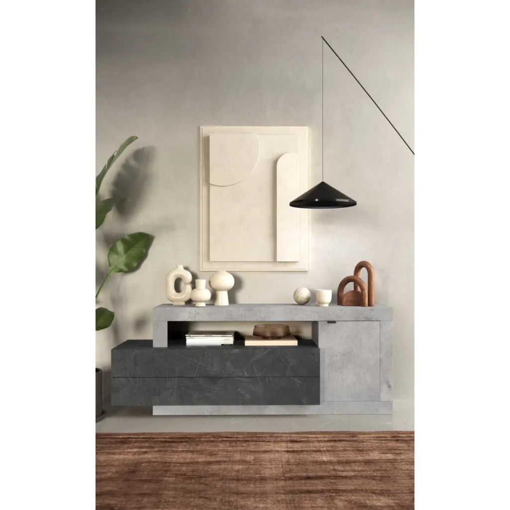 Mobile TV 2 porte 2 cassetti, collezione ACCESS, bianco/quercia chiara