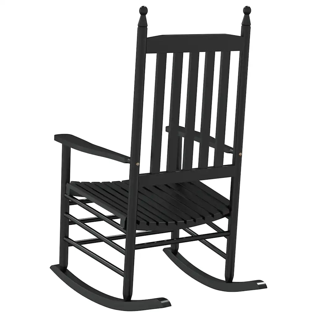 Sedia a Dondolo con Seduta Curva Nero in Massello Pioppo 4008870