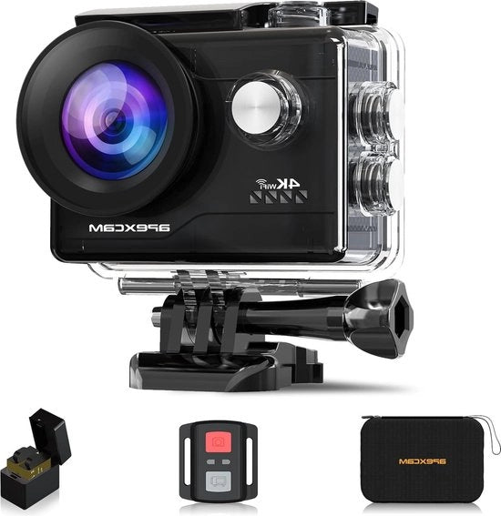 Cannoni di Azione 4K 20MP WiFi Sport Ultra HD Onderwatercamera 40m 170° Angolo di Campo 2.4G Comando a Distanza Timelapse 2x Batterie 2-inch LCD Schermo - Colore Nero