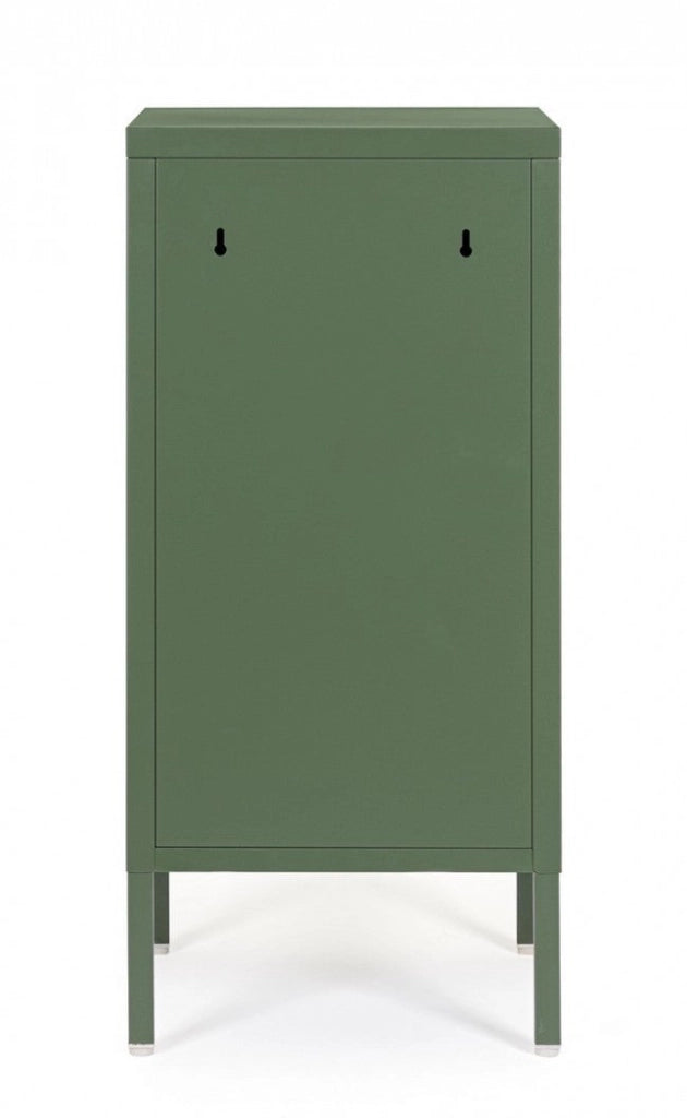 Comodino 1 Anta 40x35x76 cm Cambridge in Acciaio Verde