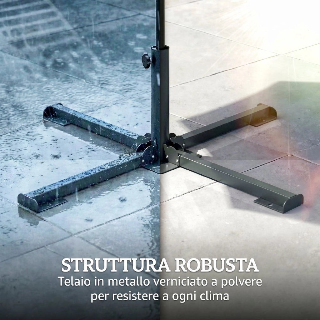 Base pieghevole a croce per ombrelloni 38-48 mm, supporto patio, grigio scuro