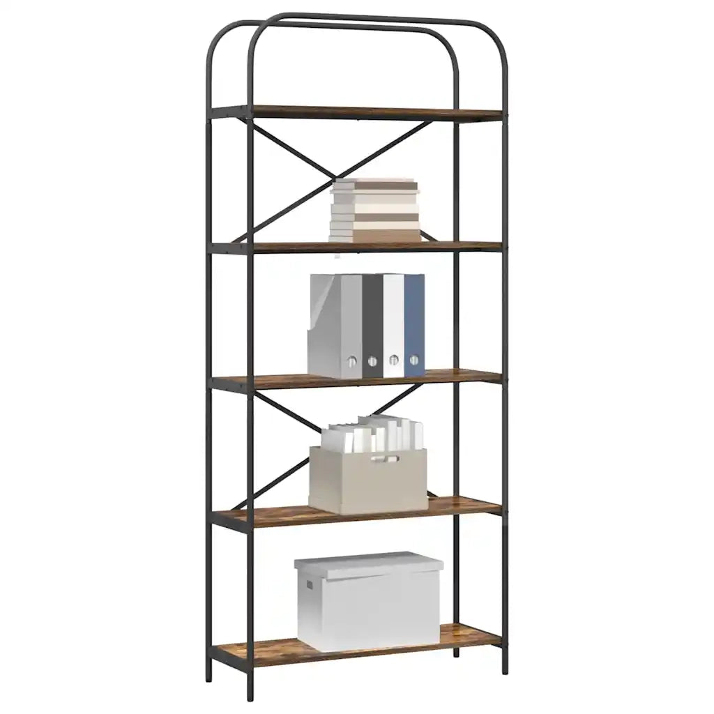 Libreria-Scaffale per Libri-Mobile di Stoccaggio Rovere fum¨¦ 80 x 30 x 183 cm Legno multistrato 110758