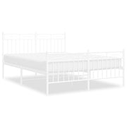Letto matrimoniale | Letto per adulti | Giroletto con Testiera e Pediera Metallo Bianco 140x190 cm