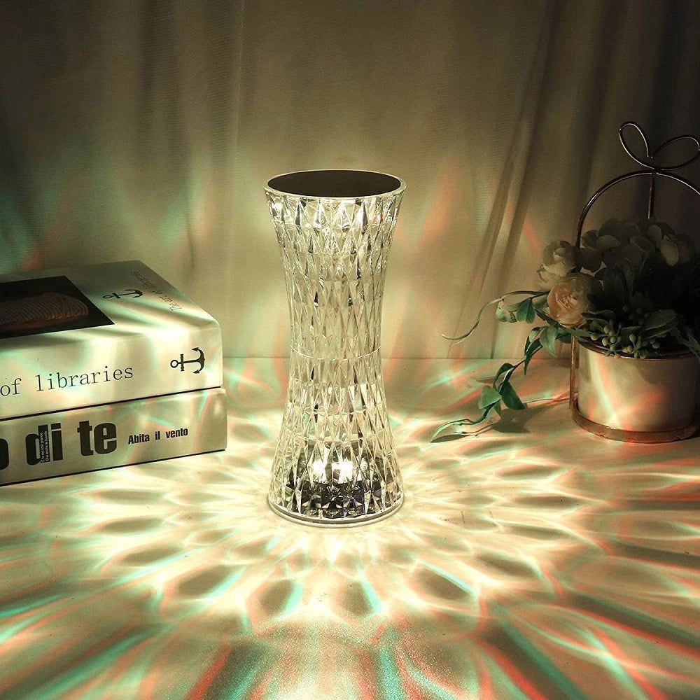 Trade Shop - Lampada Da Tavolo In Cristallo A Led Diamantata Con 16 Colori Ricaricabile Touch -