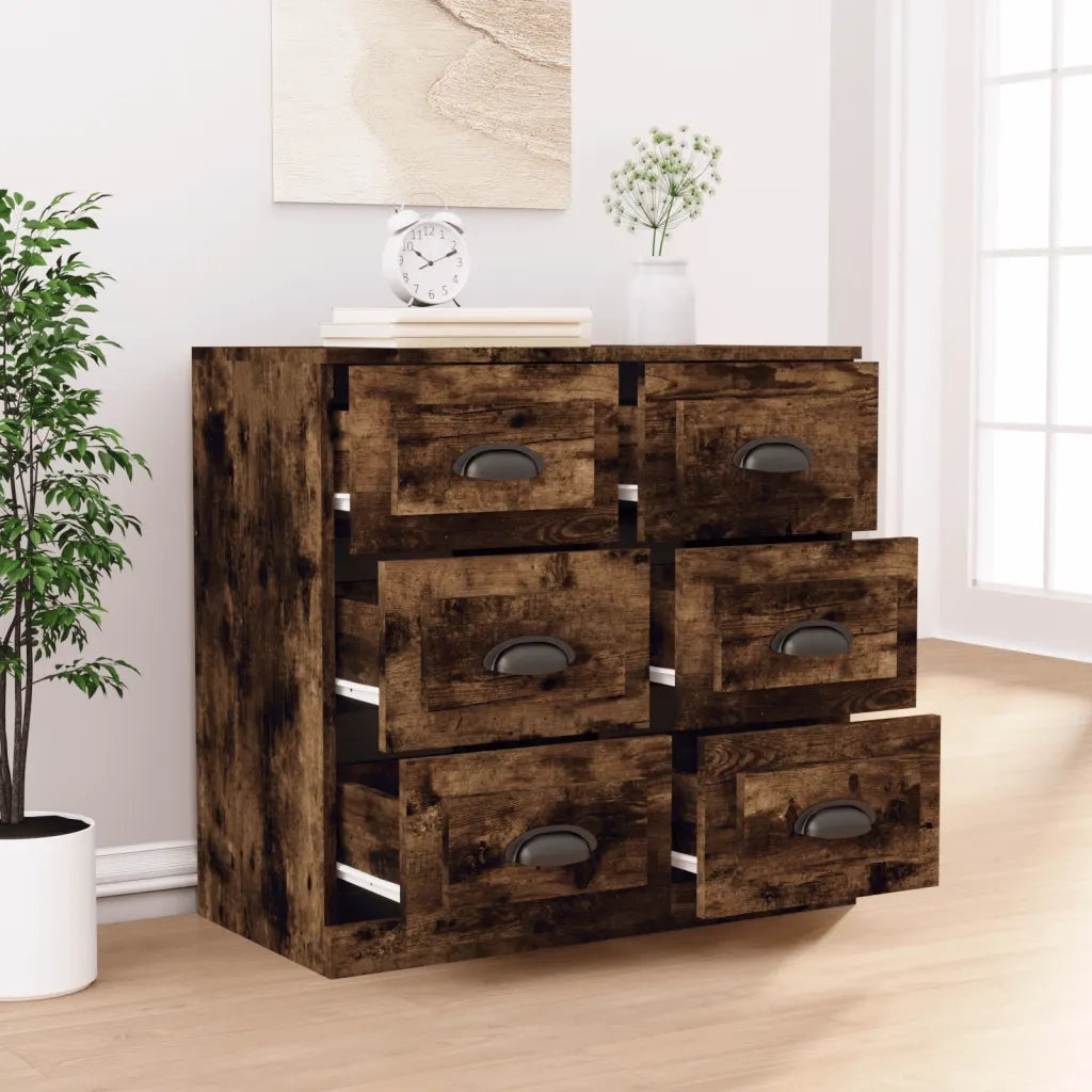 Credenza Rovere Fumo 70x35,5x67,5 cm in Legno Multistrato 816437
