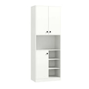 Mobile alto da cucina 60 x 33 x 166 cm con supporto per microonde design moderno in legno bianco 20_0018787